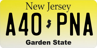 NJ license plate A40PNA