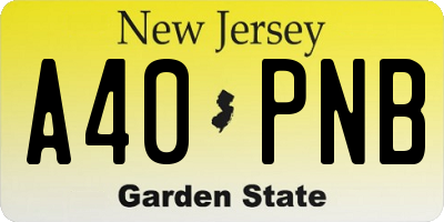 NJ license plate A40PNB