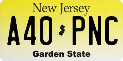 NJ license plate A40PNC