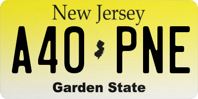 NJ license plate A40PNE