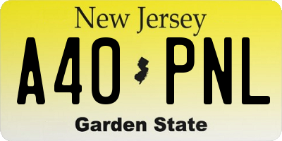 NJ license plate A40PNL
