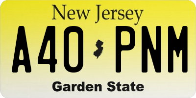 NJ license plate A40PNM