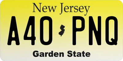 NJ license plate A40PNQ