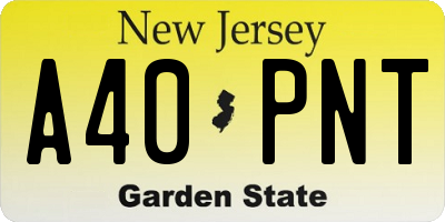 NJ license plate A40PNT