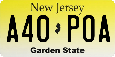 NJ license plate A40POA