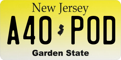 NJ license plate A40POD