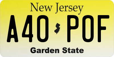 NJ license plate A40POF
