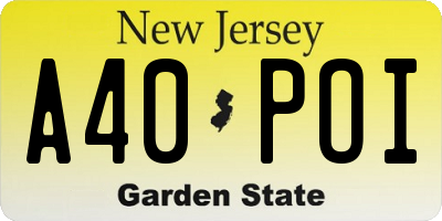 NJ license plate A40POI