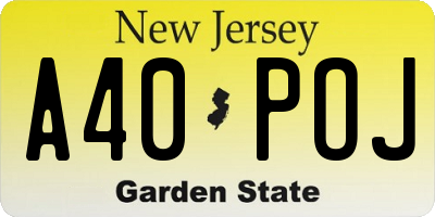 NJ license plate A40POJ