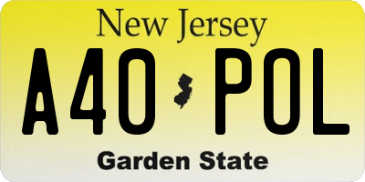 NJ license plate A40POL