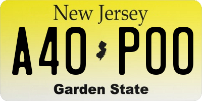 NJ license plate A40POO