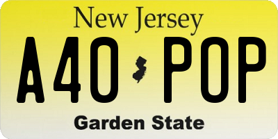 NJ license plate A40POP
