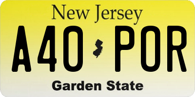 NJ license plate A40POR