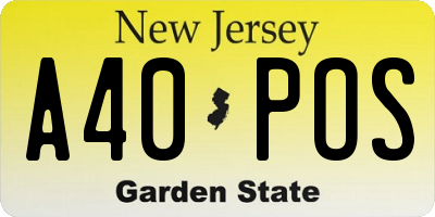 NJ license plate A40POS