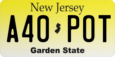 NJ license plate A40POT