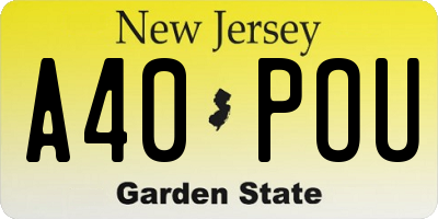 NJ license plate A40POU