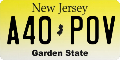 NJ license plate A40POV