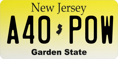 NJ license plate A40POW
