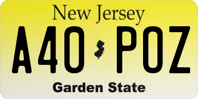 NJ license plate A40POZ