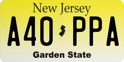 NJ license plate A40PPA