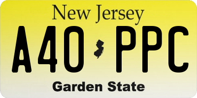 NJ license plate A40PPC
