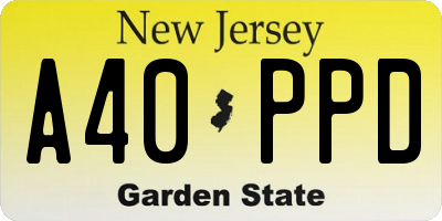 NJ license plate A40PPD