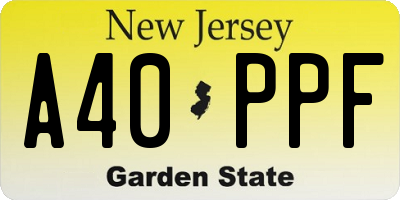 NJ license plate A40PPF