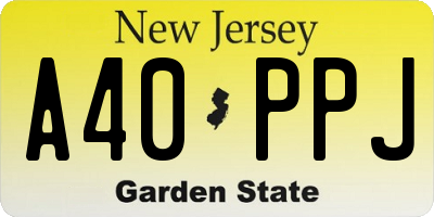 NJ license plate A40PPJ