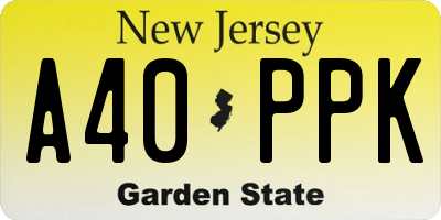 NJ license plate A40PPK