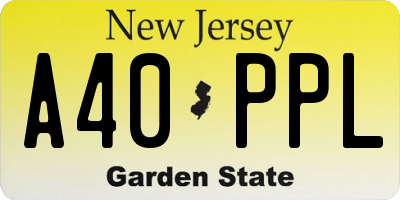 NJ license plate A40PPL