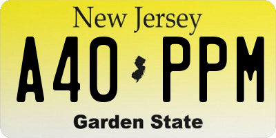 NJ license plate A40PPM