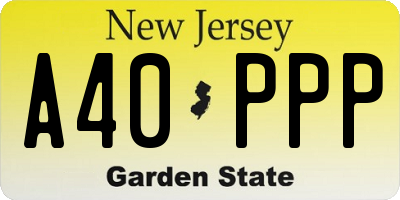 NJ license plate A40PPP