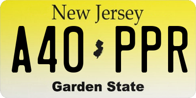 NJ license plate A40PPR