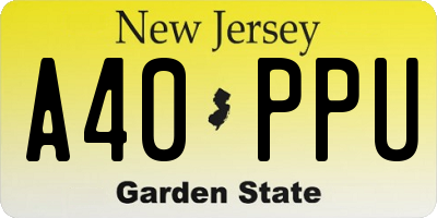 NJ license plate A40PPU