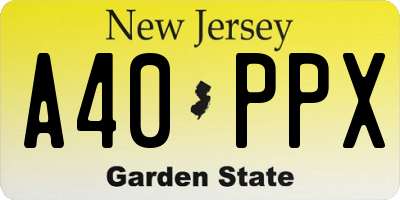 NJ license plate A40PPX