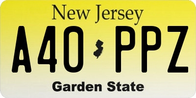 NJ license plate A40PPZ