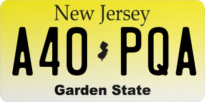 NJ license plate A40PQA