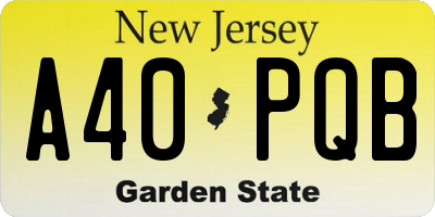 NJ license plate A40PQB