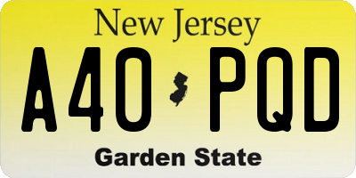 NJ license plate A40PQD