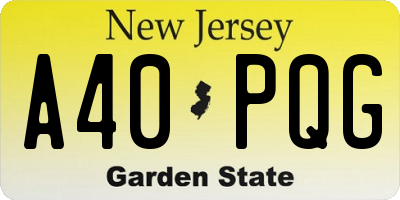 NJ license plate A40PQG
