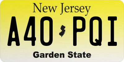NJ license plate A40PQI