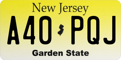 NJ license plate A40PQJ