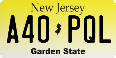 NJ license plate A40PQL