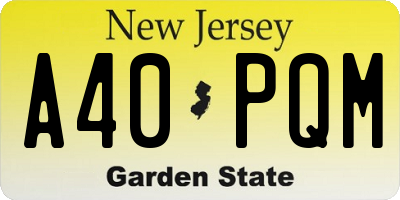 NJ license plate A40PQM