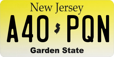 NJ license plate A40PQN