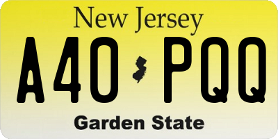 NJ license plate A40PQQ