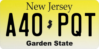 NJ license plate A40PQT