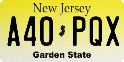 NJ license plate A40PQX