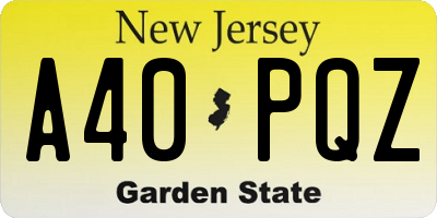 NJ license plate A40PQZ