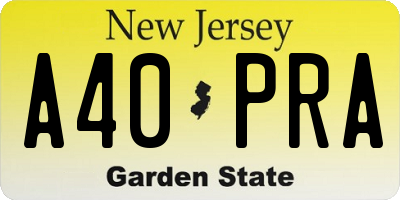 NJ license plate A40PRA